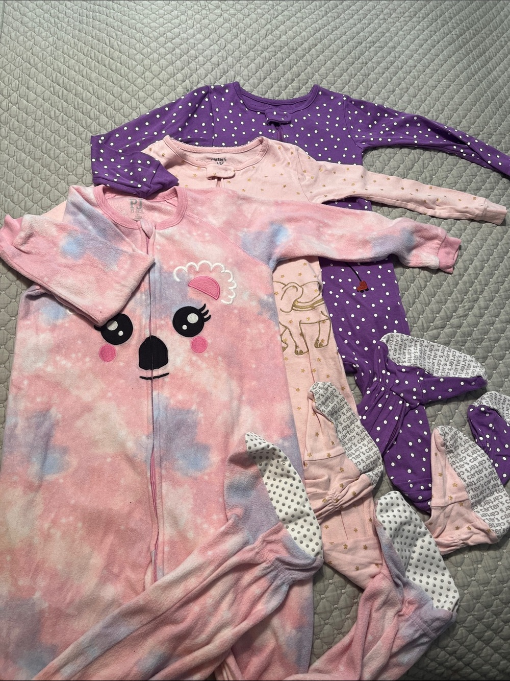 Toddler Girls' Pink Tie-Dye Koala One-Piece Pajama